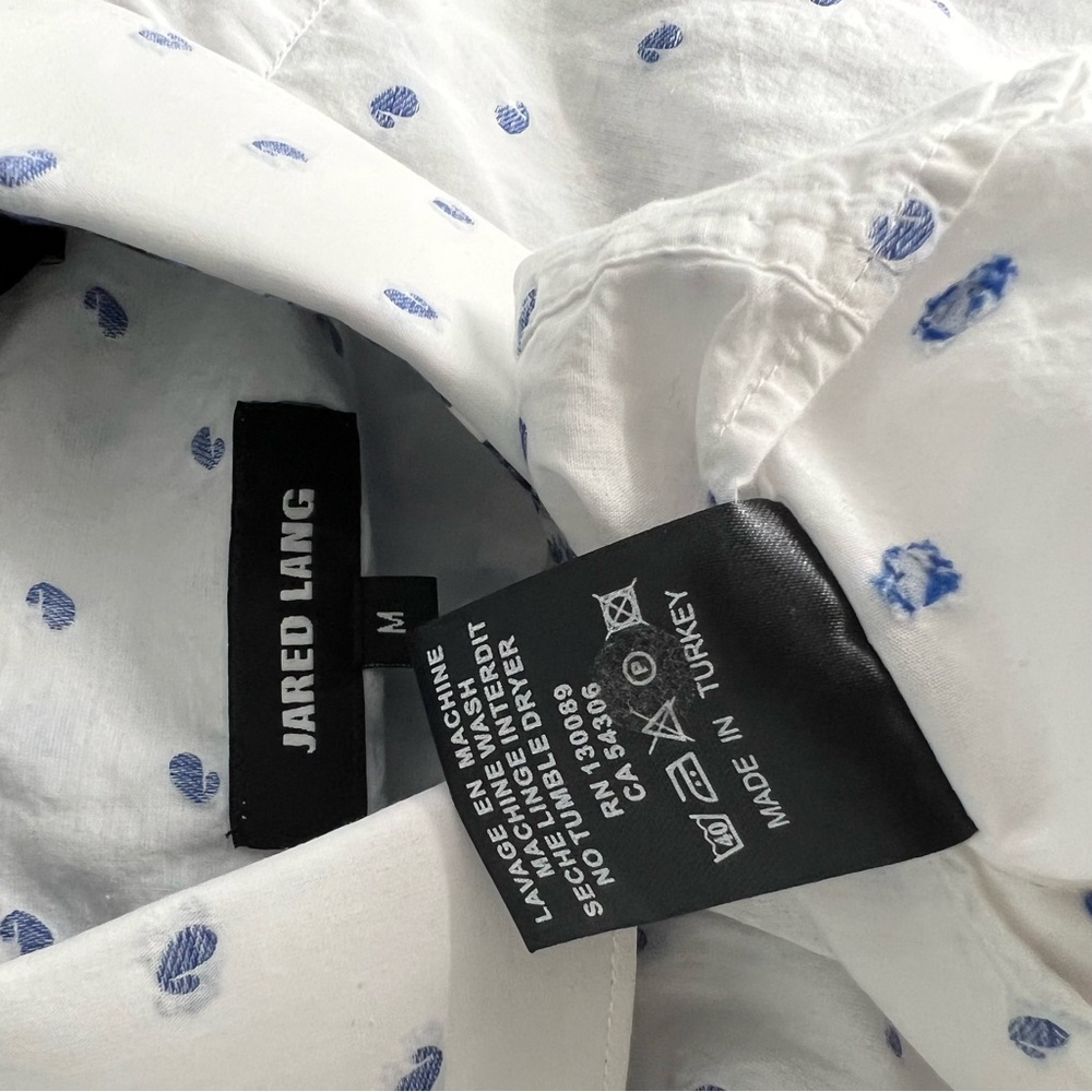 Jared Lang Men Button Down Short Sleeve Paisley Floral Embroidered Shirt Top M - Picture 9 of 9